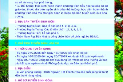 Thông báo tuyển sinh năm học 2025 – 2026